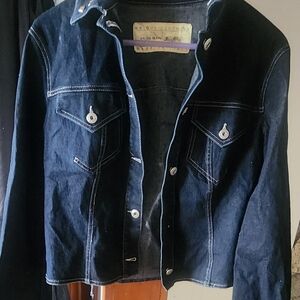 KRIZA JEANS Denim Jacket with Contrast Stitching Studded Sz Womans 10